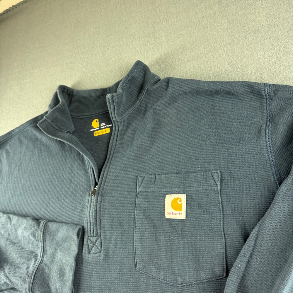 Carhartt Pullover Men's 2XL Blue Tilden 1/4 Q Zip Mock Neck Workwear 103362